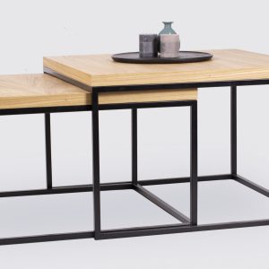 Komplet Stolików Kawowych Dębowych